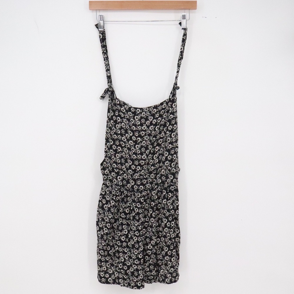 Lucy Love Romper Womens Medium Floral Black White Tie Strap Fair